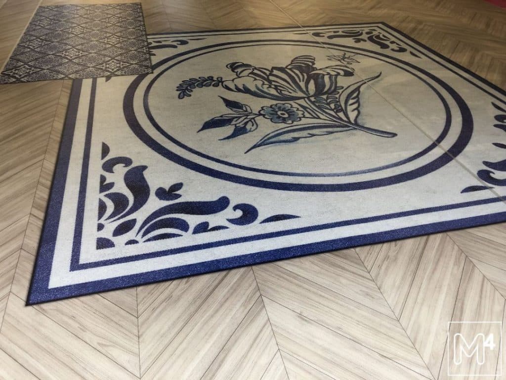 Delfts blauw vloerprint